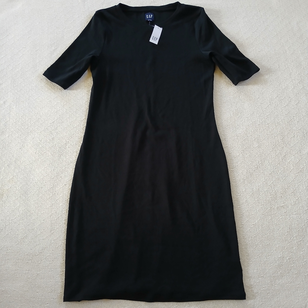 gap ♡ elbow sleeve black dress - Picture 1 of 8